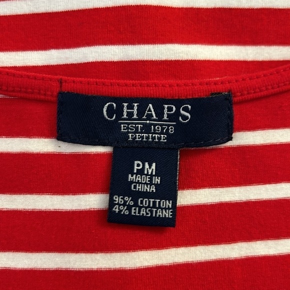 Chaps Red & White Striped V-Neck Tank Top Size Medium - Picture 5 of 5